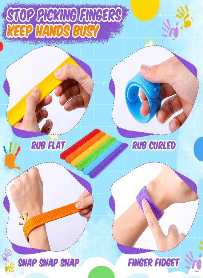 Simgoing Fidget Textured Slap Bracelets Textured Silicone Sensory Bracelet for Autism Calming Sensory Wristbands Wearable Stress Fidgets for Adults Office Desk Travel Gift (24 Pcs) - Image 4